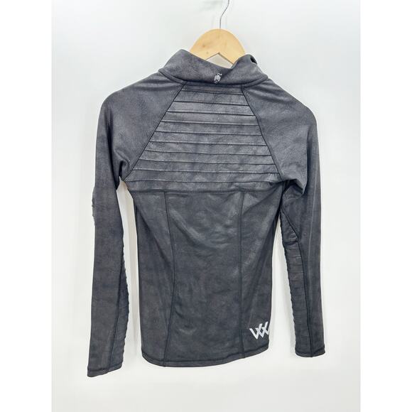 HPE Black Metallic Bronze 1/4 Zip Moto Jacket Pullover Textured Women Small - Picture 2 of 7